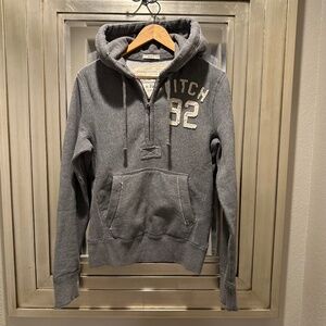 Abercrombie & Fitch mens size small med gray muscle 1/4 zip hoodie